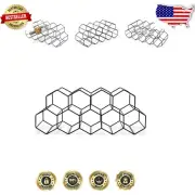 Honeycomb Black Iron Wine Rack - Holds 9 Bottles, Perfect for Kitchen Display