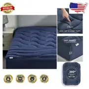 Ultra Soft King Size Cooling Mattress Topper - Stylish Embossed Microfiber