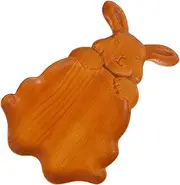 HOMOBABE Easter Rabbit Wooden Platter Salad Serving Tray Wooden Plate Spring Decor Rabbit Shape Charcuterie Board Dessert Serving