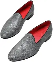 [Generic] Authentic Real True Stingray Skin Men's Dress Loafers Genuine Exotic Leather High-end Craft Handmade Male Slip-on Shoes