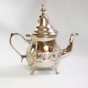 Handmade Small Moroccan Teapot Tea Pot Silver Color