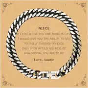 [Generic] Engraved Cuban Link Chain Bracelet Niece Gifts - For My Special Niece, Inspirational Jewelry for Birthday, Christmas, Graduation - Unique Expression of Love and Confidence, Small, Silver Plated Zinc,