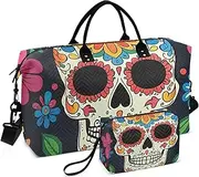[YXYZRMY] Sugar Skull Portrait Travel Duffel Bag Gym Bag Sports Tote Bag with Multiple Interior Pockets Shoulder Weekender Bag for Women Men with Toiletry Bag 20.5”x 7.9”x 13.8”, Multi-Colored, one size
