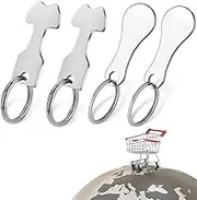 4 Pcs Universal Shopping Trolley Coin Keyring - Removable Stainless Steel Cart Token for Shopping Carts - Two Models
