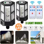 2 pcs Solar Flood Light Motion Sensor Security Wall Street Yard Outdoor Lamp