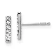 14k White Gold Real Diamond Bar Earrings