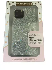 Fellowes iPhone 11 Pro Phone Case 5.8” Silver Glitter Drop Tested Shockridge
