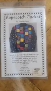 Hopscotch Jacket Jennifer Amor c2002 Pattern Uncut S M L Pieced Coat Vintage