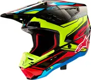 Alpinestars S-M5 Action 2, motocross helmet , color: Black/Neon-Yellow/Red/Blue , size: XXL