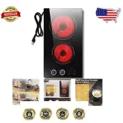 12 Inch 2 Burner Electric Cooktop - Portable, 110v Plug-In & Timely Features