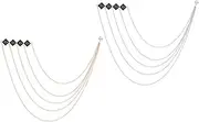 [uxcell] Rhinestone Chain Brooch Pins, 2 Pcs Square Rhinestone Tassel Chain Hanging Fashion Crystal Lapel Suit Pins for Women Men Clothes Dress Bouquet Coat Hat Bag, Black