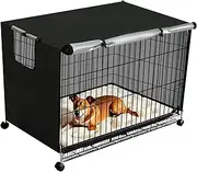 Dog Crate Cover Oxford Cloth Dog Cage Cover Waterproof Dog Kennel Cover Windproof Dog Kennel Cage Cover Pet Kennel Cover with Breathable Window for Dog Cage Wire Pet Crates Fulasun.(94*61*63.5,black)