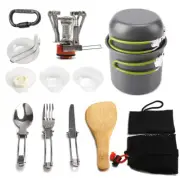 Outdoor Camping Cookware Stove Set Portable Cooking Pot Cup Backpacking Picnic