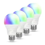 Amazon Basics Smart A19 LED Light Bulb, Colors, 9W/60W, 800LM Wi-Fi 2.4 - 4 PACK