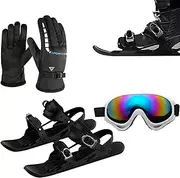 [YRTUOP] Small Short Ski Skates for Snow - Ski Shoes Snowskates Adjustable Snowblades | Goggles, Gloves, Storage Bag Winter Ski Shoes, Short Ice Skates Set for Women & Men