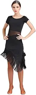 [YHHGDS] Ballroom Dance Dresses for Women Fringed Lace Back Salsa Latin Dance Dress