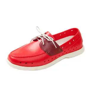 美國加州 PONIC&Co. BASIL 防水輕量 洞洞綁帶帆船鞋 雨鞋 紅色 防水鞋 平底拼接 休閒鞋 紳士鞋 環保膠鞋 懶人鞋