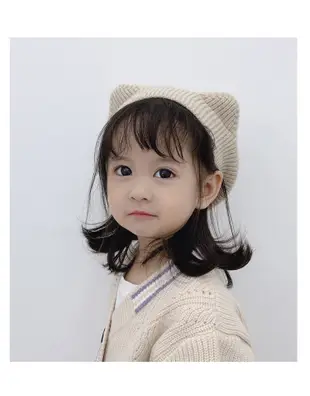 OT SHOP [現貨] 帽子 兒童帽 童裝帽 貝雷帽 畫家帽 素色針織 可愛貓耳朵 C5033 (4折)