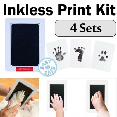 4X Christening Keepsake Baby Safe Inkless Wipe Hand Foot Print Kit Child Newborn