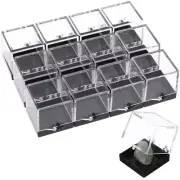 36 Pcs Clear Specimen Display Cases Mineral Standard Box Diamond Baseballs Rock