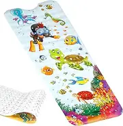 Baby Bath Mat 39"x16" Non Slip Kids Bathtub Mat with Suction Cups & Drain Holes Cute Cartoon Bath Tub Mat Machine Washable Shower Mat for Bathroom Baby Toddlers Children (Style-One, 1 PCS)