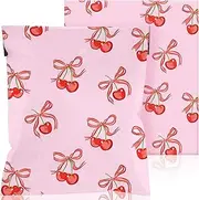 Resurhang 200 Pcs Pink Bow Poly Mailer 10x13 in Designer Shipping Mailers Heavy Duty Waterproof Self Adhesive Shipping Bags for Large Mailing Envelopes Bulk Tear Resistant Packaging(Cherry)