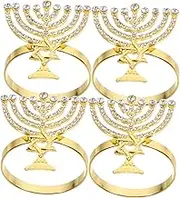 Cabilock Hanukkah Menorah Napkin Holders Jerusalem Buckle Holders Jewish Holiday Kosher Napkin Rings