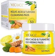 Kojic Acid and Turmeric Cleansing Pads, Turmeric Kojic Acid Face Pads, Turmeric Face Exfoliating Pads, Balance Skin Oil And Water, Gentle, Deep Clean Pores, 50 PCS