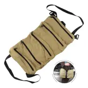 Heavy Duty Canvas Tool Roll Up Bag 5 Pocket Storage Organizer for Tools