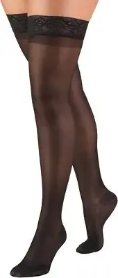 TRUFORM Lites Sheer Thigh High 15-20mmHg (Black) X-Large