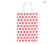 25Pcs Small Wave Point Kraft Paper Gift Bags With Handles Bags Recyclable Tote Bag（Red）