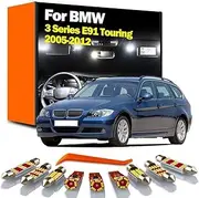 19Pcs LED Interior Plate Vanity Mirror Trunk Light Kit, For BMW 3 Series E91 Touring 2005-2012 Reading Bulb