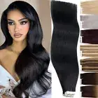 60pcs CLEARANCE Tape in Russian Remy Human Hair Extensions Skin Weft THICK Black