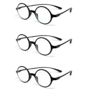 Calabria 721 Flexie Round Reading Glasses +1.00 Ebony (3pack) Men/Women Bendable