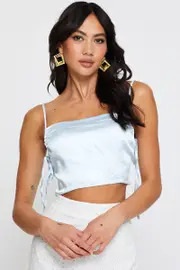 Blue Cami Top Sleeveless - Size 14, Women's Crop Top