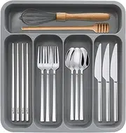 Expandable Cutlery Drawer Organizer, Adjustable Kitchen Utensil Tray Set, 6 Compartment Flatware Storage Divider, Kitchen Organization for Utensils, Cutlery, Flatware Storage