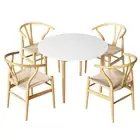 1 Dining Table and 4 Chairs Set Wishbone Wood -WDX4