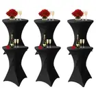 6 Pack Cocktail Table Covers 32"x43" Spandex Stretch Highboy Top Tablecloth F...