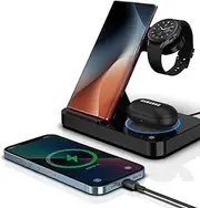 OneCut Inductive Charging Station for Samsung, 4-in-1 Foldable Charging Station for Samsung S24 S23 S22 Ultra S21 Z Flip 5 Z Fold 5 Note20 Galaxy Buds Wireless Charger for Galaxy Watch 6/5