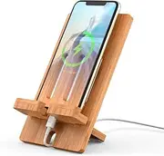 Cell Phone Tablet Stand, Bamboo Wooden Smart Phone Desktop Charging Dock Holder Compatible with iPad, iPhone 8 Plus X XS Max XR, All iOS & Android Phone, Tablet - 1 Pack