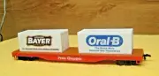 HO IHC BAYER / ORAL-B & UNCLE SAM'S / BRADSHAW FLAT W/FREIGHT BOXES #B090