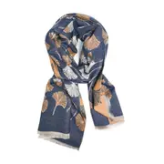 Urban Gingko Leaf Scarf Stylish Womens/Ladies Fashion Soft Neck Wrap Blue