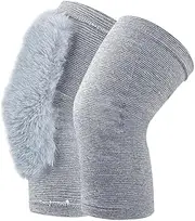 SECFOU 1pair Thermal Knee Wraps for Warmth and Comfort Elastic Support Sleeves for Running and Sports Protects Joints from Injury for Cold Weather Activities Grey Color