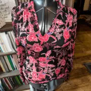 White House Black Market floral XXS peasant blouse