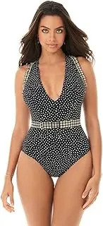 [Skinny Dippers by Miraclesuit] Skinny Dippers Women's Swimwear Jelly Beans Cinch Ruffle Sleeve Soft Cup One Piece Swimsuit