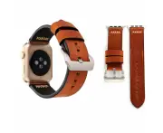 For Apple Watch Series 4,44-mm Case Retro Genuine Leather Watch Band,Coffee