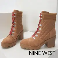 在飛比找momo購物網優惠-【NINE WEST】UNITE 菱格拼接麂皮高跟中筒靴-棕