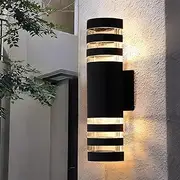 Outdoor Wall Light, LED Up&Down Porch Lights 3000K Warm White Outdoor Modern Wall Sconce Aluminum Porch & Patio Lights Exterior Light Fixture for House Garden Backyard Garage