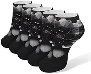 [LPSADGF] Black Flower Socks Low Cut Ankle Sock Athletic Running Low Cut Socks Thin Soft Ankle Socks Unisex, White, One Size Short, White, One Size Short
