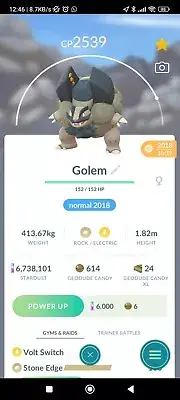 Alolan Golem ( Caught In 2018 ) Pokemon Trade Go